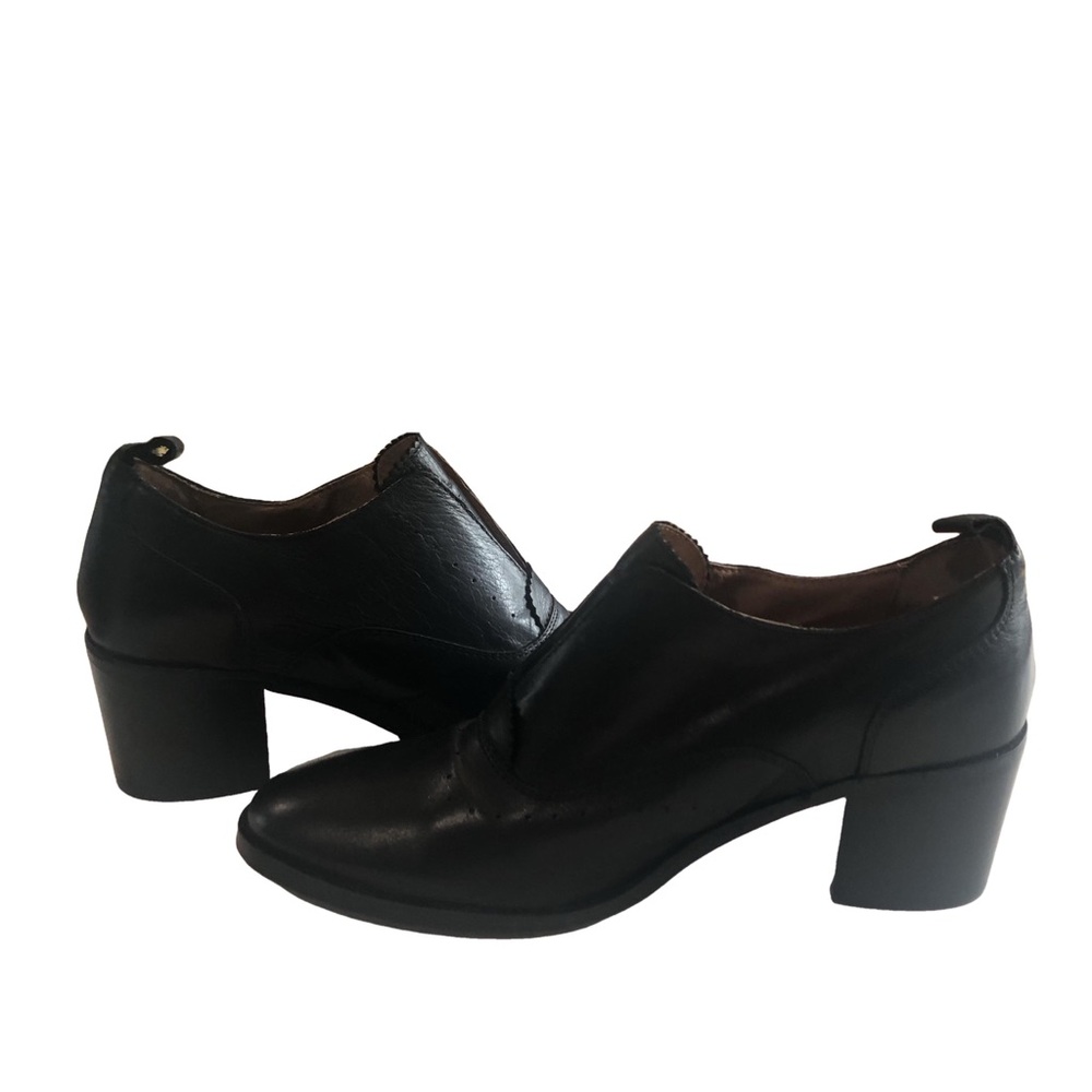 Miz Mooz Black Leather Slip-On Ankle Booties